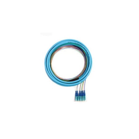 Cable Wholesale 6-Strand LC/PC Distribution Pigtail, Multimode 50um OM3, Color Coded 900um Breakout, 3 meters 15F2-42006